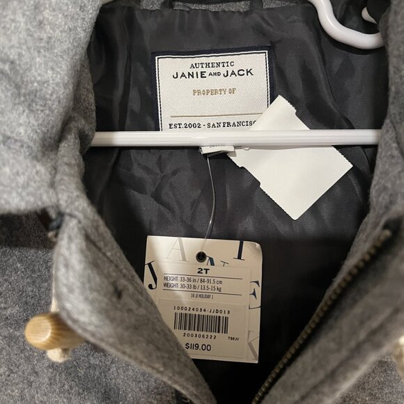 Janie and Jack 2T Gray Wool Blend Toggle Coat - Picture 2 of 4